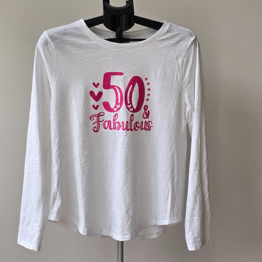 Women's "50 & Fabulous" Long Sleeve T-Shirt, Size:  L